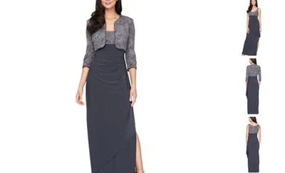  Women's Empire Waist Bolero Jacket Dress (Petite and Regular 12 Petite Smoke - Image 1 of 4