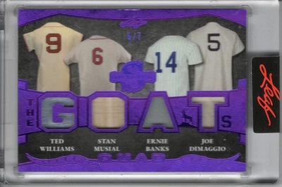 2025 LEAF SPECTACULAR TED WILLIAMS/STAN MUSIAL/ERNIE BANKS/JOE DIMAGGIO 4X-GAME- - Image 1 of 2