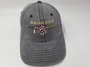 Vintage Oklahoma Native American Indian Spear Strapback Adjustable Hat Cap Gray - Picture 1 of 11