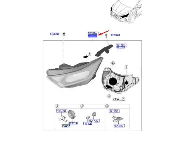 Hauptscheinwerfer rechts Hyundai Bayon BC3 92102Q0500 P21233970