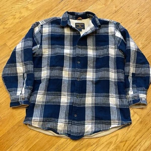 Vintage Men’s Woolrich Lined Flannel Button Jacket Blue And White - Picture 1 of 6