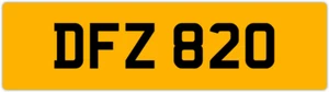 DFZ 820 D 3x3 DATELESS PRIVATE NUMBER PLATE DOM DAN DON DAV DEL DEZ DEC DAZ DEA - Picture 1 of 1