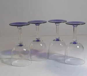 Juego de 4 gafas sopladas a mano de cristal azul avellana Atlas tallos largos  - Imagen 1 de 11