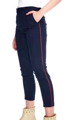 Pantalones para mujer SANDRO Paris azul marino rojo a rayas de lana talla US 29 FR36 Foto 1 de 4