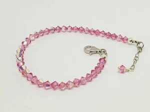 Armband mit Swarovski Kristalle Silber Elemente Rose AB 19cm handmade - Bild 1 von 3