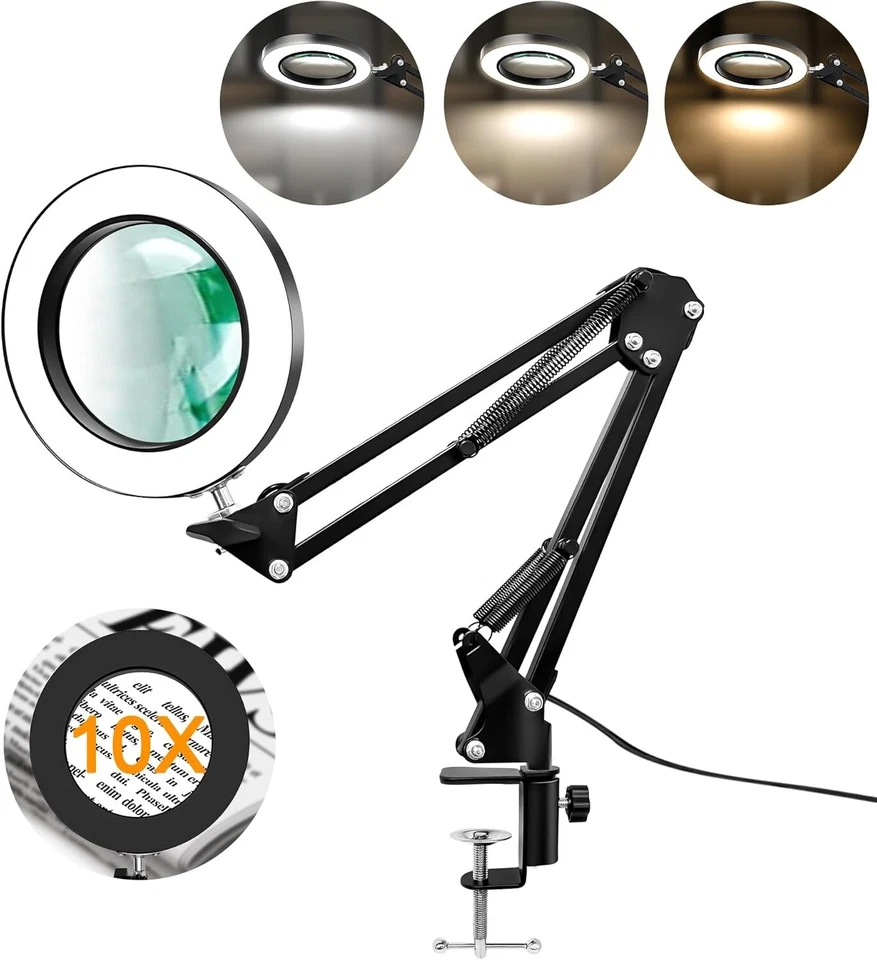 Magnifying Glass with Light and Stand, 10X Magnifying Lamp, 2-In-1 Desk Magnifie - Image 1 of 4