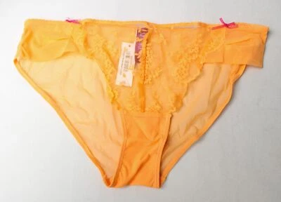 Calcinha de biquíni Adore Me feminina malha transparente renda clara ZG3 laranja média nova com etiquetas - Imagem 1 de 4