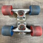 Vtg Kryptonics 55mm Skateboard Wheels Set of 4 Blue & Red W/ Silver Trucks