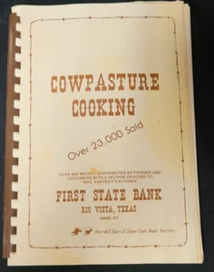 Vintage Cowpasture Cooking from First State Bank Rio Vista Texas Signed - Picture 1 of 6