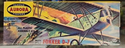 1956 Aurora Famous Fighters Fokker D-7 1/4" Scale Model Kit No. 106-.79 NOS - Image 1 of 4