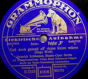 Heinrich Schlusnus "Que pintado todos tus encantos" gramófono 1931 10" - Imagen 1 de 2