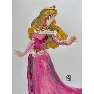 ORIGINAL Abstract Aurora Sleeping Beauty Disney Princess Impasto Painting 16" - Picture 1 of 2