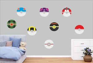 Pokemon Poke Ball Pegatinas Colección Pegatinas Pared Set Calcomanía Vinilo Arte Extraíble - Imagen 1 de 9