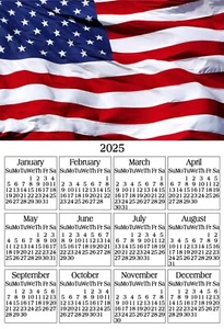 AMERICAN FLAG USA 3 YEARLY OFFICE KITCHEN FRIDGE 2025 MAGNETIC CALENDAR MAGNET - Picture 1 of 1