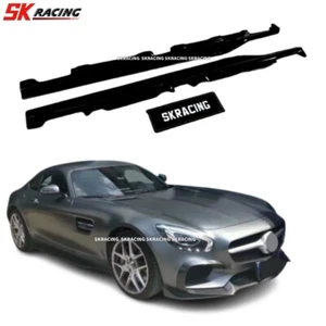 NEW Glossy Black SideSkirts Side Step Lip Fit For Mercedes Benz GT GTS 2016-2017 - Picture 1 of 9