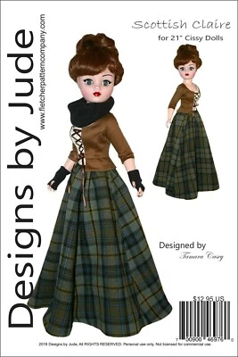 DESIGNS BY JUDE Outlander Scottish Claire Clothes Sewing Pattern for 21" Modern Cissy