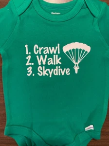 sky diving baby onesie ® crawl walk skydive infant one piece bodysuit boy girl - Picture 1 of 6