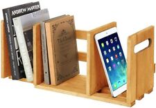 Bamboo Desktop Bookshelf Expandable Desktop Organizer Table Top Bookcase Storage