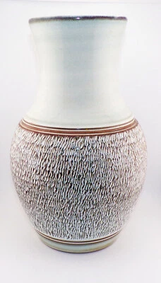 Denby Studio Pottery Bracken Pattern 12½” Vase Mottled Textured Stoneware - Image 1 of 4