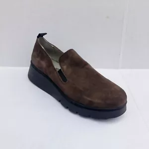 Fly London Brown Suede Wedge Loafer-Size 41/US 10-Elastic Gore Insets-Retro-Y2K - Picture 1 of 10