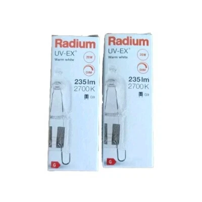 2xRadium Halogen Stiftsockellampe 20W G9 klar 235lm Kapsel warmweiß 2700K dimmer - Bild 1 von 4