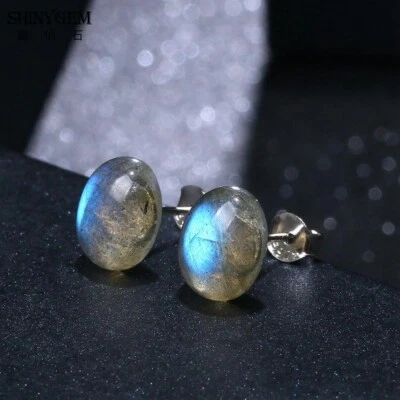 Natural Labradorite Women's Earrings Chakra Healing Handmade Minimalist Designs - Image 1 of 4