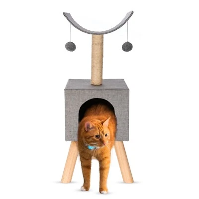 PETLICITY 83 CM grau KATZENBAUM AKTIVITÄTSZENTRUM KÄTZCHEN KRATZPFOSTEN KRATZBETT