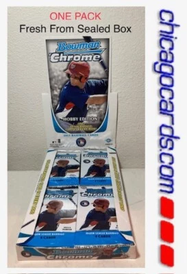 2011 Bowman Chrome 4cd Hobby PACK Look4 Harper AUTO Mike Trout RC Refractor - Image 1 of 4