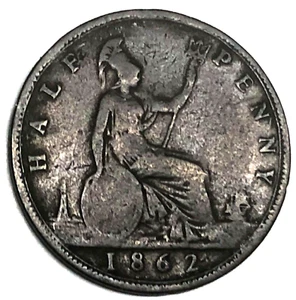 # C9352 GREAT BRITAIN COIN, HALF PENNY 1862 - Picture 1 of 2