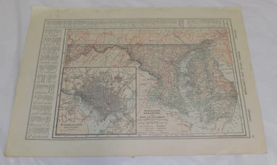Mapa Collier 1911 de Massachusetts, con Maryland, Delaware y Distrito de Columbia Foto 1 de 2