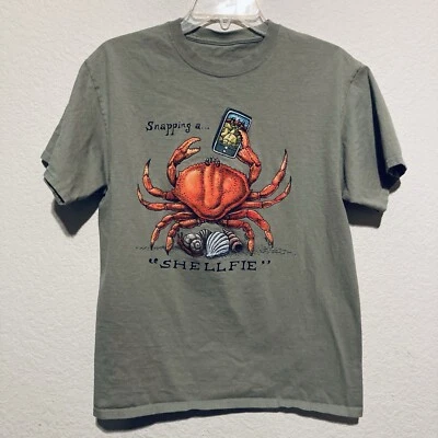Ray Troll Snapping a Shellfie T-Shirt Size Medium Gray - Image 1 of 4
