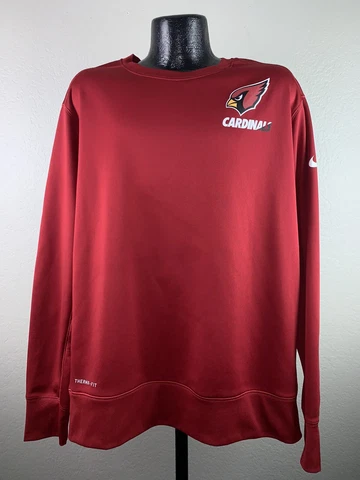 Men’s Nike Therma Fit On-Field Arizona Cardinals Red Crew Sweatshirt 2XL Cover