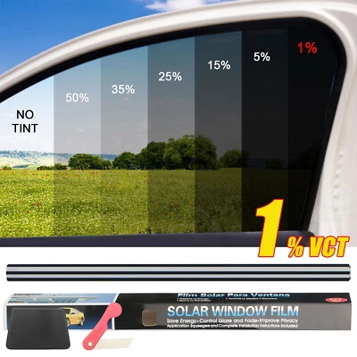 Rollo de película teñida de vidrio negro automático - Película de protección solar de verano para ventanas de automóvil Foto 1 de 4