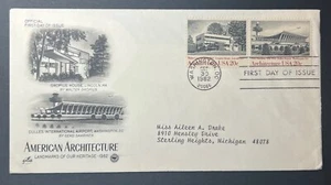AMERICAN ARCHITECTURE SEP 30 1982 WASHINGTON D.C. ARTCRAFT FIRST DAY COVER (FDC) - Picture 1 of 1