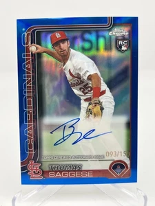 2025 Topps Chrome Thomas Saggese RC 093/150 Blue Refractor Auto RA-TSA Cardinals - Bild 1 von 2