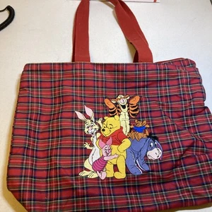Vintage Disney Winnie The Pooh Tote Bag Plaid . - Picture 1 of 11