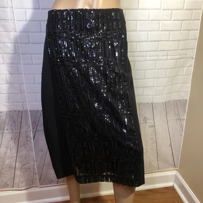 Falda midi recta a lápiz adornada con lentejuelas negras Worthington 16w Foto 1 de 4