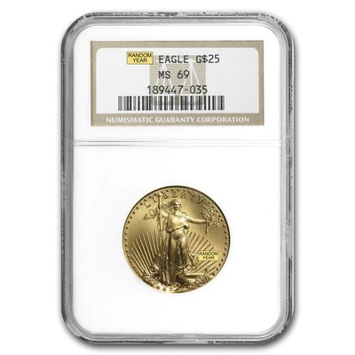 1/2 oz American Gold Eagle MS-69 NGC (Random Year) - Image 1 of 3