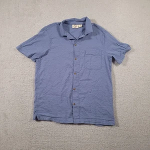 Panama Jack Shirt Mens Medium Blue Seersucker Short Sleeve Camp Collar Button Up - Picture 1 of 10