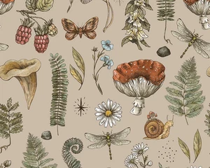 Woodland Forest 100% Baumwolle 150 cm breit digital bedruckter Stoff zum Basteln - Bild 1 von 3