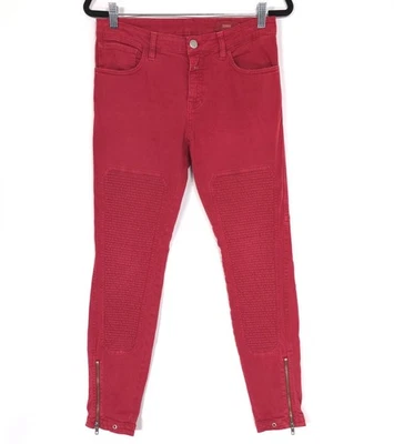 Pantalones de mezclilla cerrados ITALIA🇮🇹MADE Holly Moto para mujer 27 rojos cremallera al tobillo tiro medio Foto 1 de 4