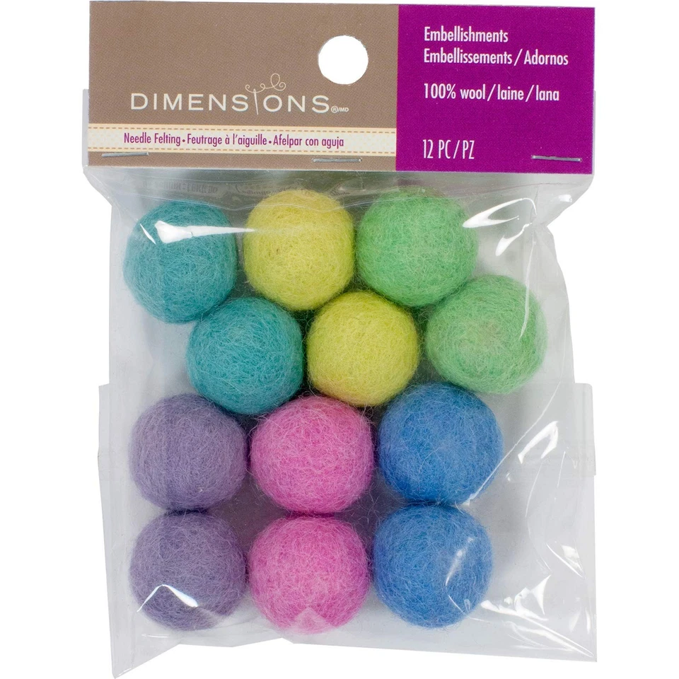 Dimensions Multicolor Wool Felt Balls, 12pc, 0.75" For Arts & Crafts - Image 1 of 3