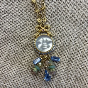 Collar Colgante Kirks Folly Vintage Cristal Cara Luna Antiguo Tono Dorado - Imagen 1 de 11