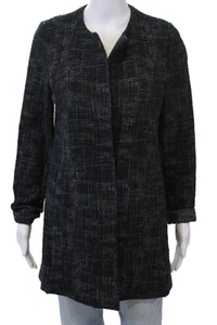Eileen Fisher Womens Woven Look Open Front Lightweight Coat Black Size S - Picture 1 of 6
