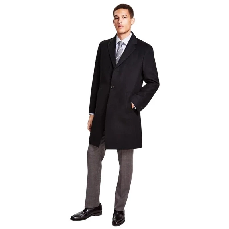 Abrigo clásico informal de lana negro de longitud media Brooks Brothers para hombre talla 46L Foto 1 de 4