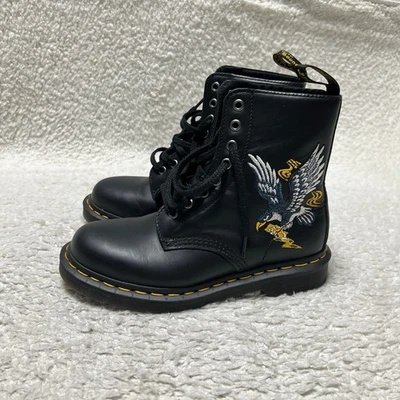 Dr Martens Shoes Womens 5 Black 1460 Souvenir Embroidered Leather Boots - Image 1 of 4