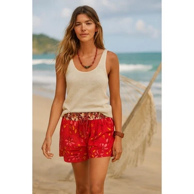 Новый Sundance Kai шорты в дырокола цветочный богемный розовый легкий хлопок средний - Изображение 1 из 4