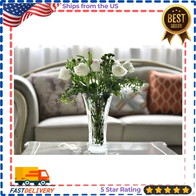 Vase 12" -Flower Vases, Crystal Clear Glass Vases for Flowers, Tall Crystal Vase - Image 1 of 4