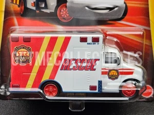 DISNEY PIXAR CARS RACE & RESCUE MORGAN MARTINS AMBULANCE 2025 SAVE 6% GMC - Picture 1 of 3