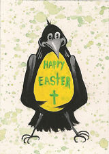 ACEO PRINT OF PAINTING RAVEN CROW HAPPY EASTER SUNDAY ILLUSTRATION ART EGG   